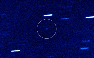 The interstellar asteroid A/2017 U1 (circled) is rushing away from Earth and is currently traversing the Pisces constellation.