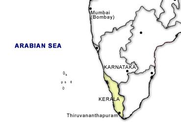 map of Kerala, India
